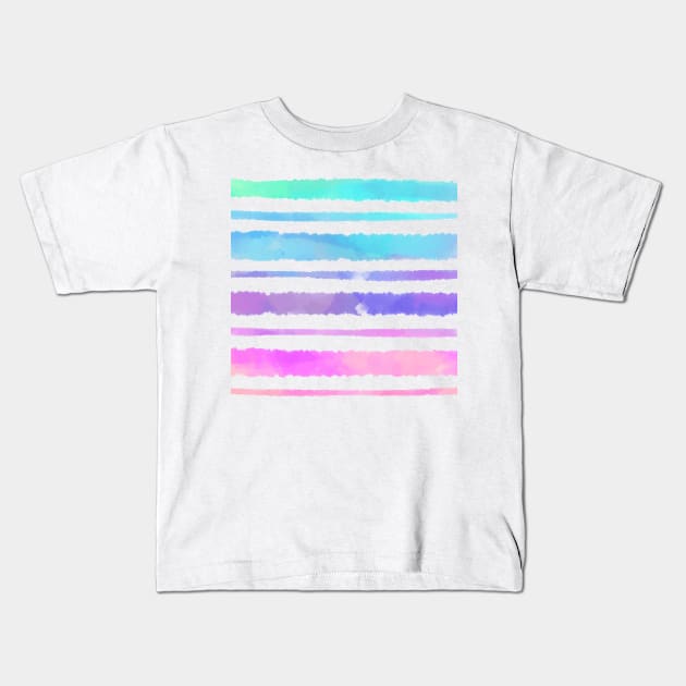 Watercolor stripes Kids T-Shirt by zeevana